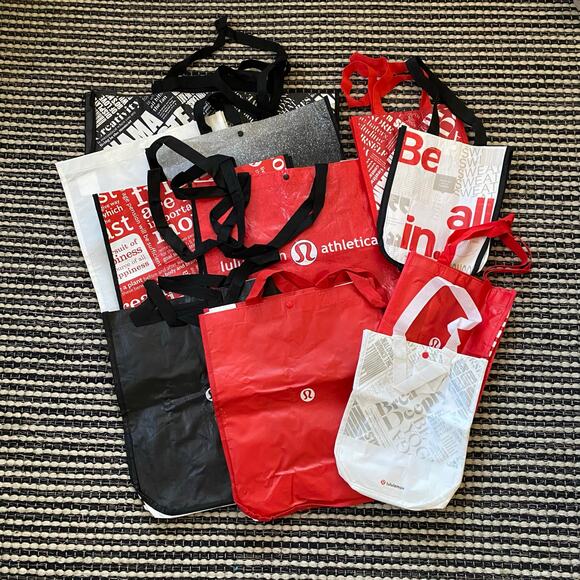 🌿Lululemon Lot 11 Red Black White Assorted Small Medium Large Shop
 Tote Bags - Picture 1 of 5